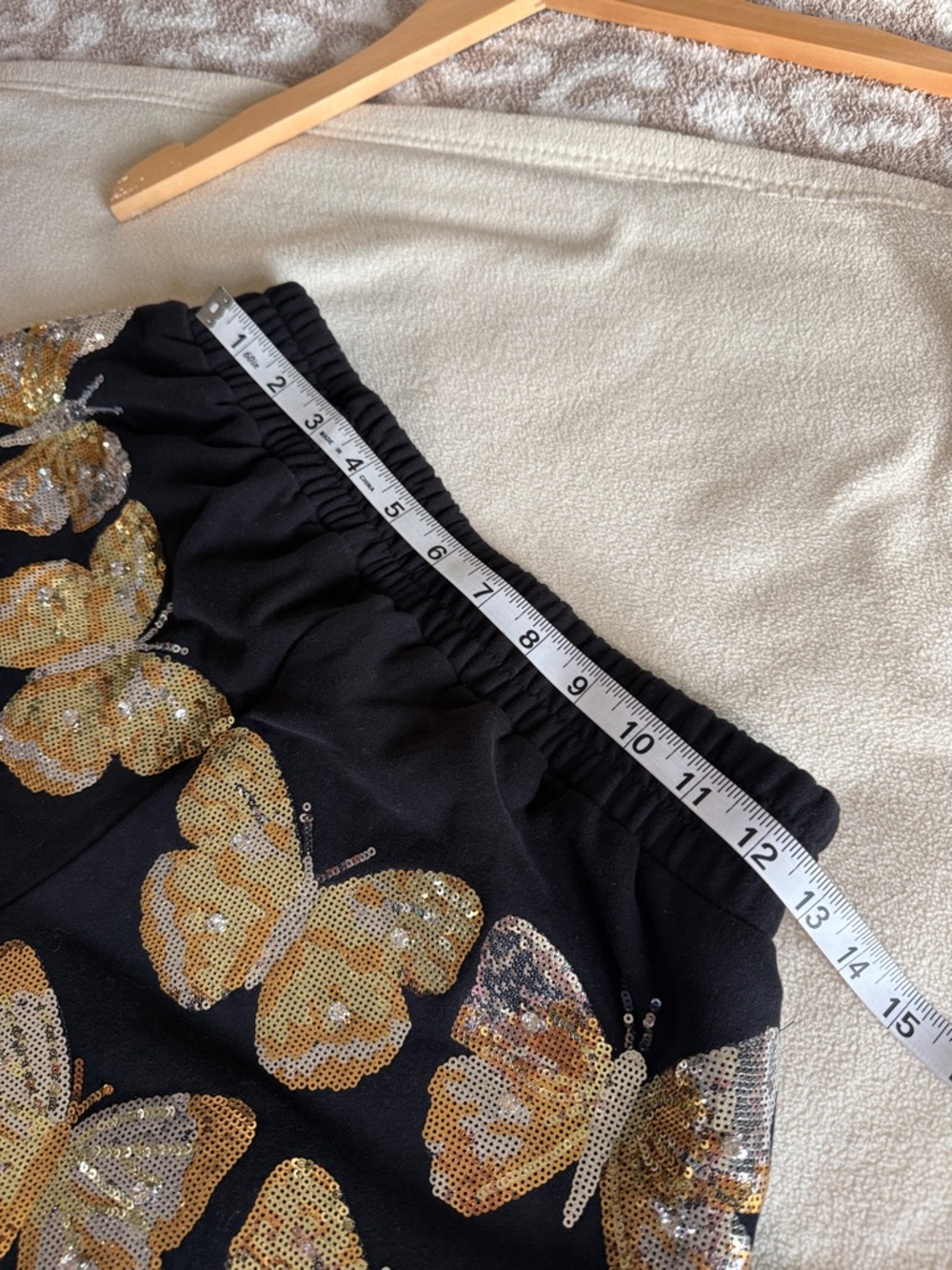 QUEEN OF SPARKLES Black High-Waist Sequin Butterfly Shorts - Picture 8 of 10